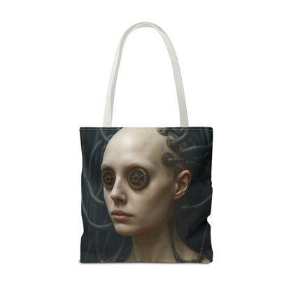 Futuristic Art Tote Bag - Unique Canvas Carryall, Cyberpunk Style, Eco-Friendly Shopping Bag, Ideal for Gifts, Fashion Statement