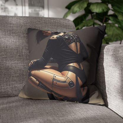 Futuristic Robot Art Pillowcase, Decorative Throw Pillow, Modern Home Decor, Gift for Tech Lovers, Cyberpunk Cushion Cover