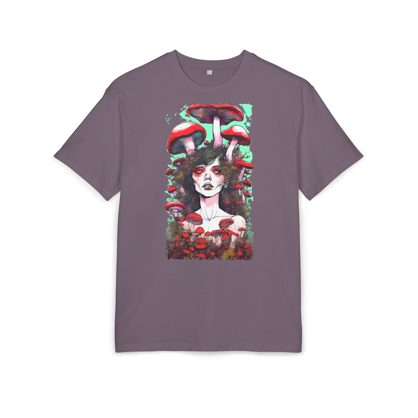 Mystical Mushroom Art Oversize Tee | Unisex Heavy Tee, Boho Style Shirt, Nature Lover Gift, Festival Wear, Graphic Tee, Eco-Friendly Fashion