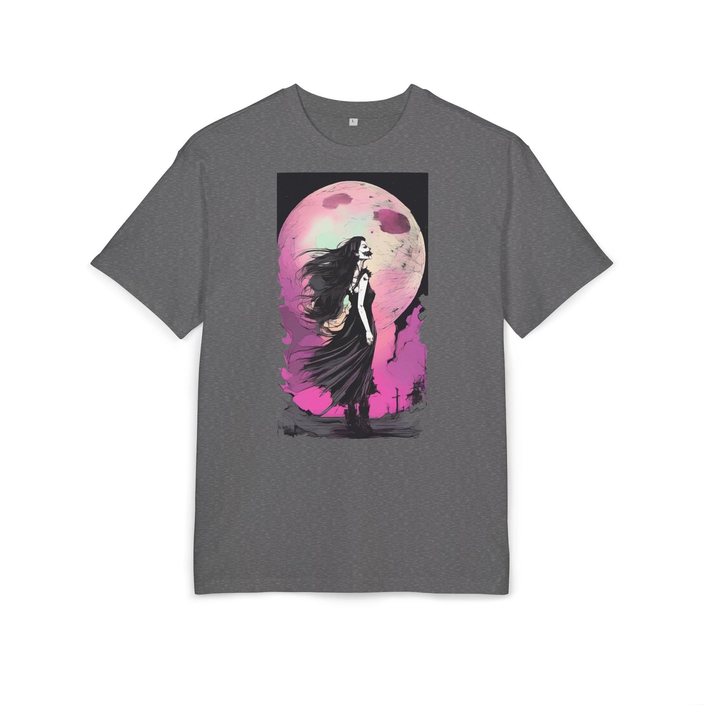 Unisex Heavy Oversize Tee with Moonlit Design, Graphic Tee for Night Lovers, Alternative Fashion, Halloween Shirt, Gift for Her