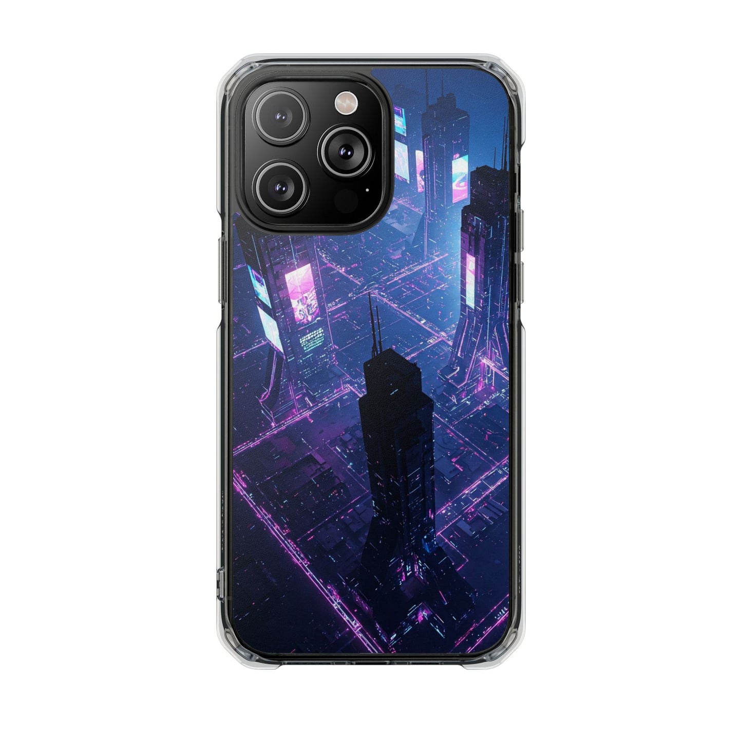 Futuristic Cityscape Phone Case, Customizable Clear Impact Case, Gift for Tech Lovers, Unique Phone Accessory, Aesthetic Cell Phone Cover