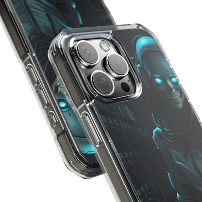Futuristic Robot Phone Case, Magnetic Clear Impact Case, Unique Gift for Tech Lovers, Protective Smartphone Accessory, Cyberpunk Style