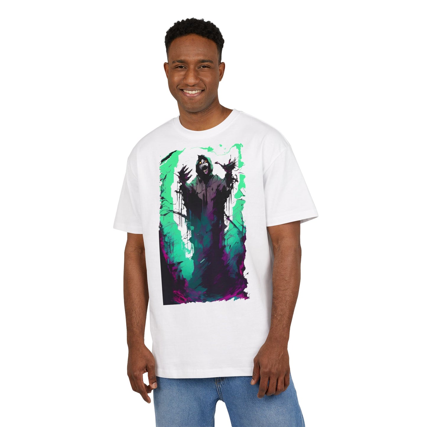 Mystical Oversized Tee - Unisex, Artistic Graphic Tee, Casual Wear, Gift for Art Lovers, Spooky Vibes Shirt