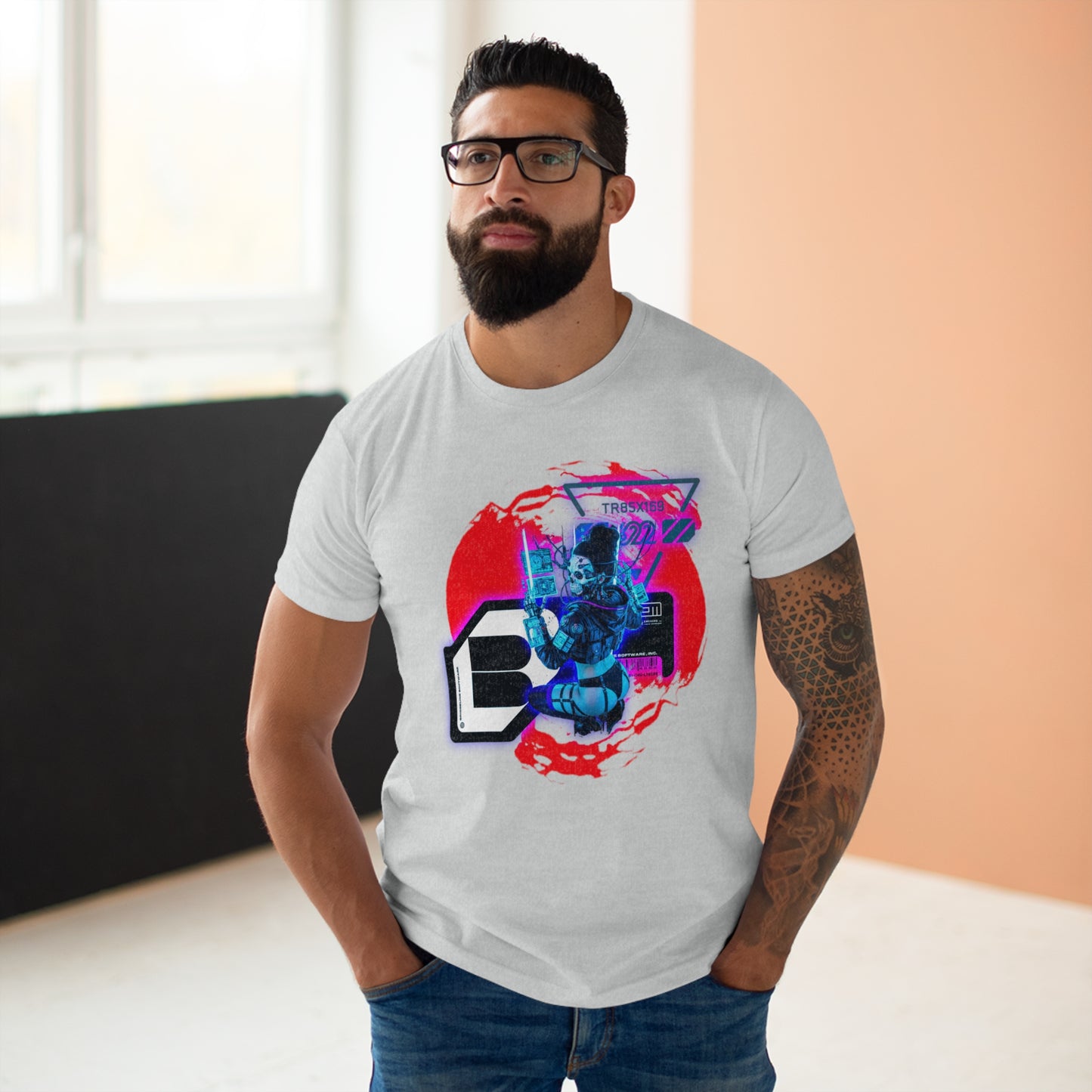 Futuristic Graphic Tee, Urban Outfit, Cyberpunk Style T-shirt, Men's Streetwear, Casual Wear, Gift for Tech Lovers