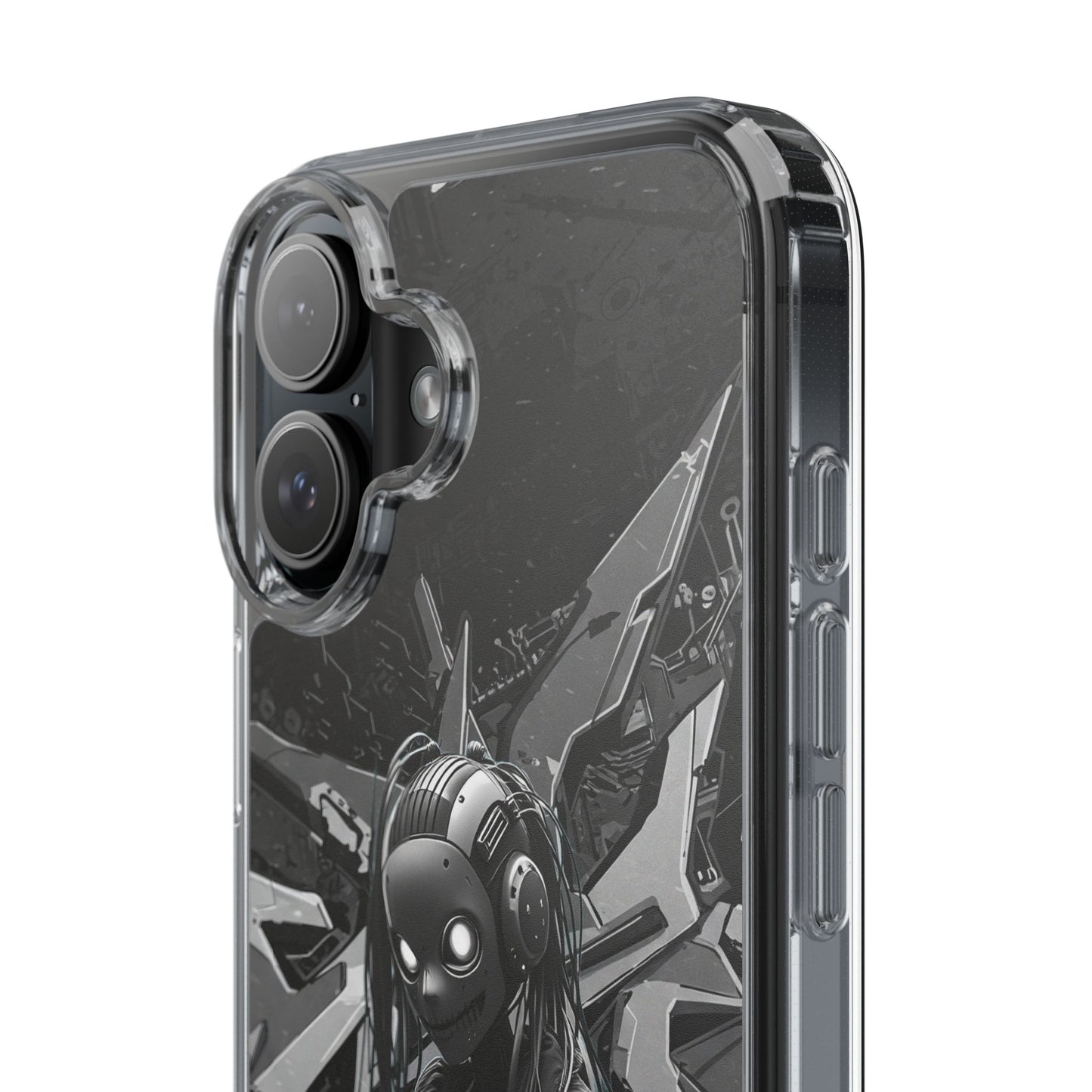 Anime-Inspired Clear Phone Case - Edgy Streetwear Style