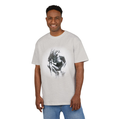 Stylish Unisex Heavy Oversize Tee with Artistic Graphic - Horror Design