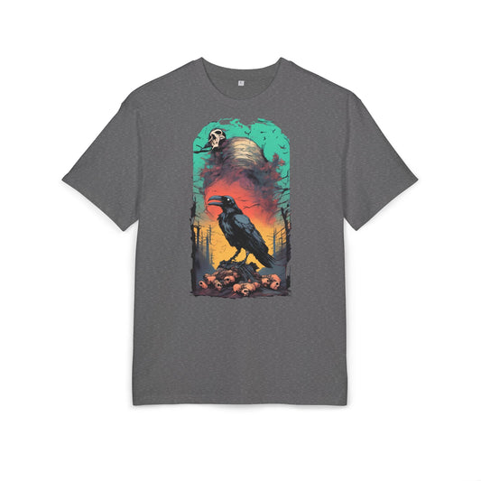 Mystical Raven Oversize Tee: Boho Style, Unisex Graphic T-Shirt for Nature Lovers, Festival Wear, Halloween, Gift Ideas