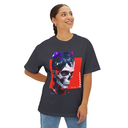 Edgy Oversized Tee with Skull Design, Streetwear Shirt for Art Lovers, Unisex Graphic Tee, Halloween Apparel, Trendy Casual Wear