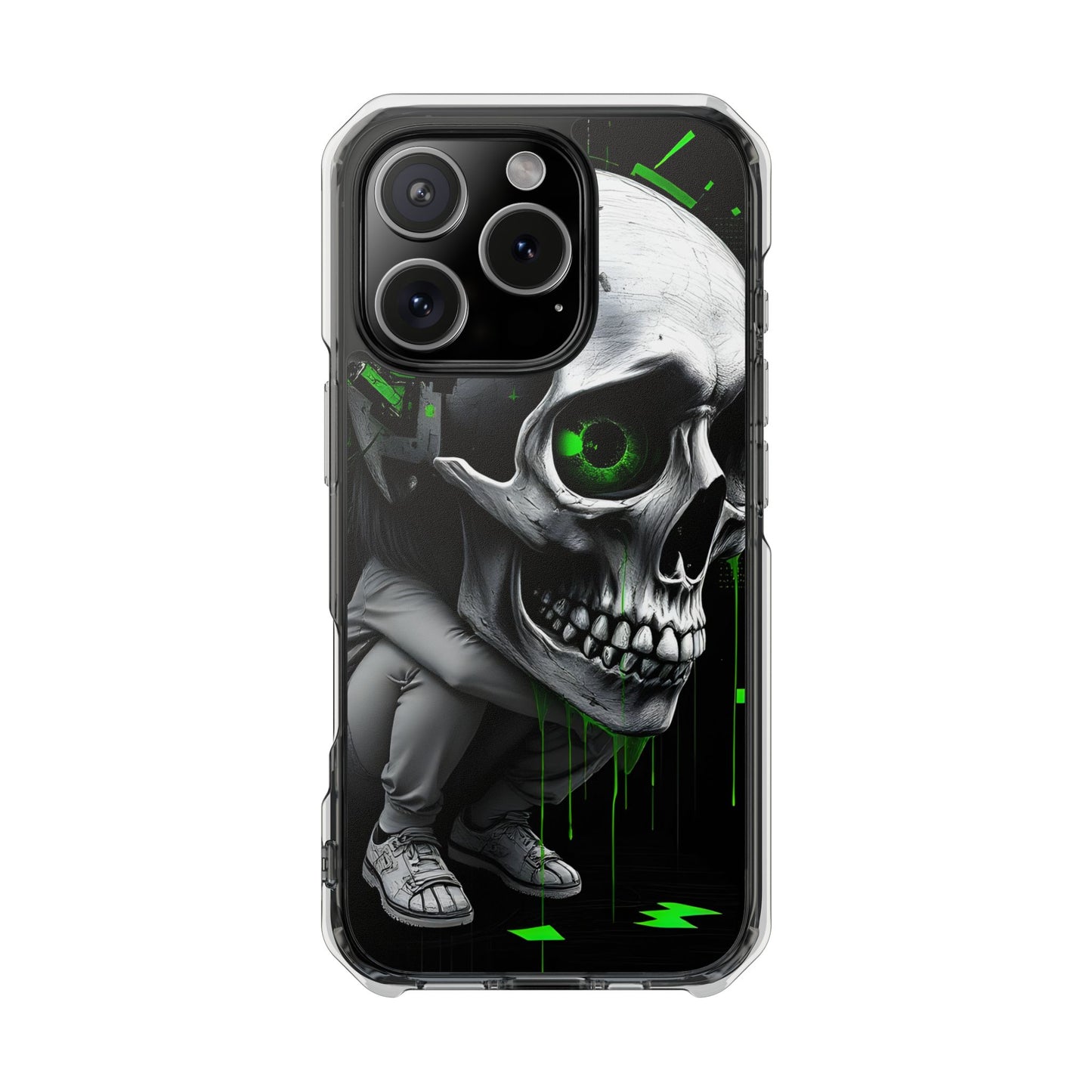 Edgy Skull Phone Case - Magnetic Clear Impact Cases, Unique Phone Cover, Goth Accessory, Halloween Gift, Stylish Tech Protection