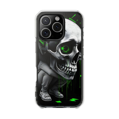 Edgy Skull Phone Case - Magnetic Clear Impact Cases, Unique Phone Cover, Goth Accessory, Halloween Gift, Stylish Tech Protection