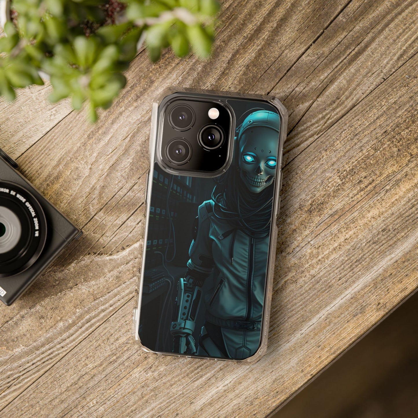 Futuristic Robot Phone Case, Magnetic Clear Impact Case, Unique Gift for Tech Lovers, Protective Smartphone Accessory, Cyberpunk Style