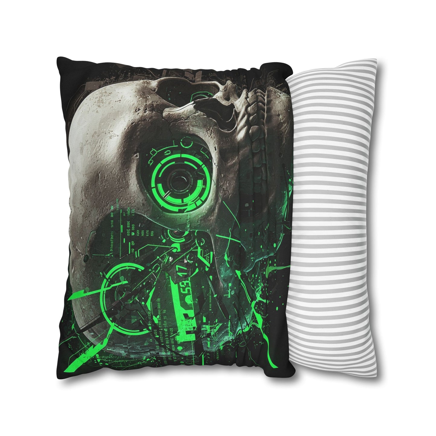 Futuristic Skull Pillowcase - Edgy Home Decor, Gothic Accessories, Cyberpunk Living Room, Halloween Decorations, Unique Gift Idea