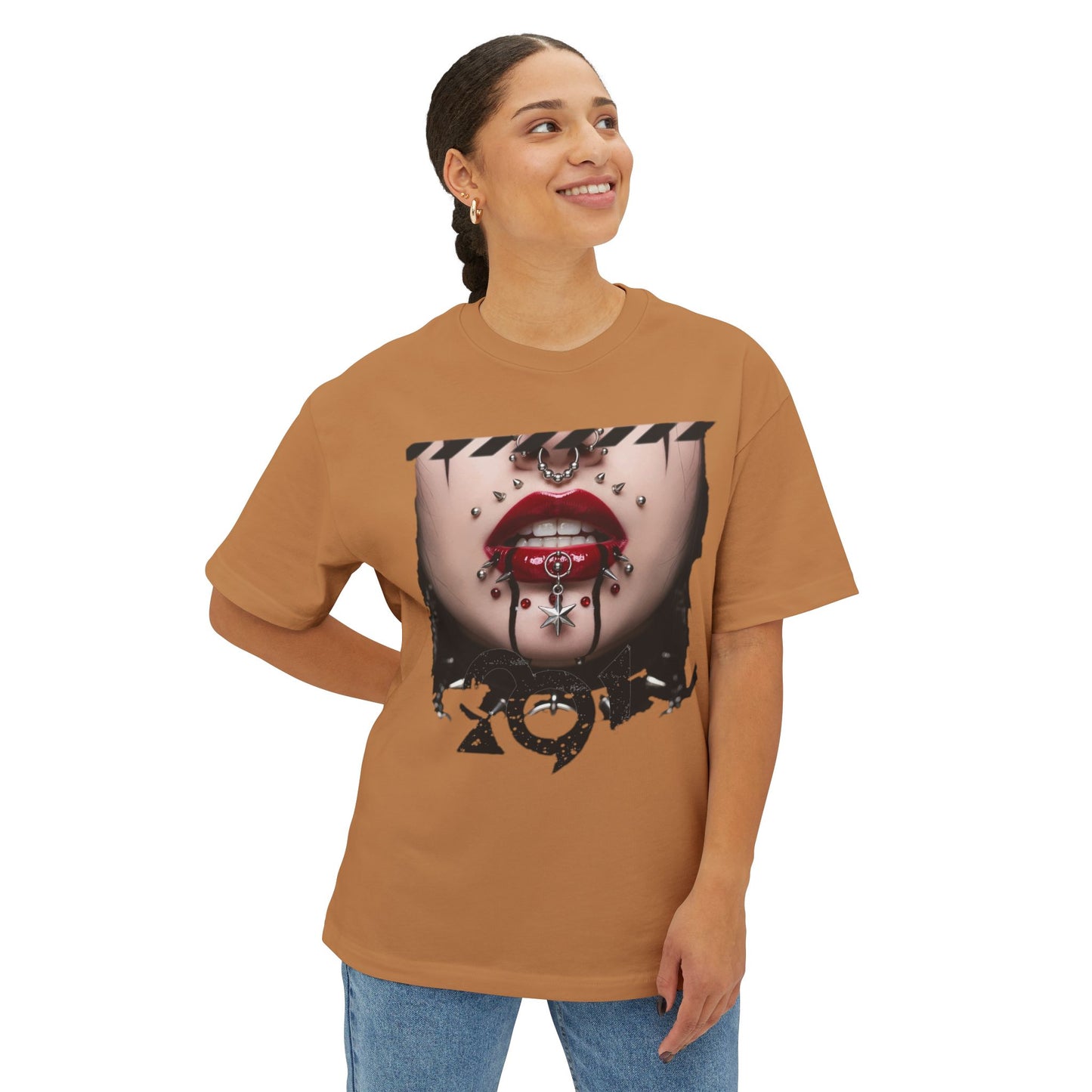 Chic Graphic Tee, Edgy Streetwear Top, Unisex Oversized T-Shirt, Artsy Casual Style, Fashion Statement Tee