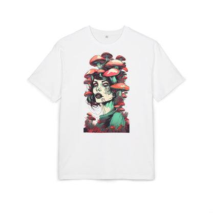 Mushroom Woman Oversized Tee, Bohemian Graphic T-Shirt, Unique Art Tee, Festival Wear, Streetwear Style Top