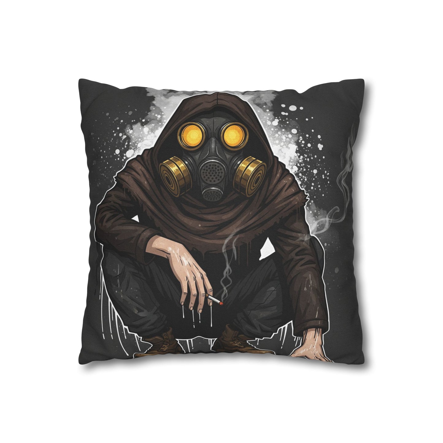 Gothic Gas Mask Pillowcase - Unique Home Decor, Edgy Throw Pillow, Gifts for Sci-Fi Fans, Alternative Room Style, Men’s Bedroom Decor