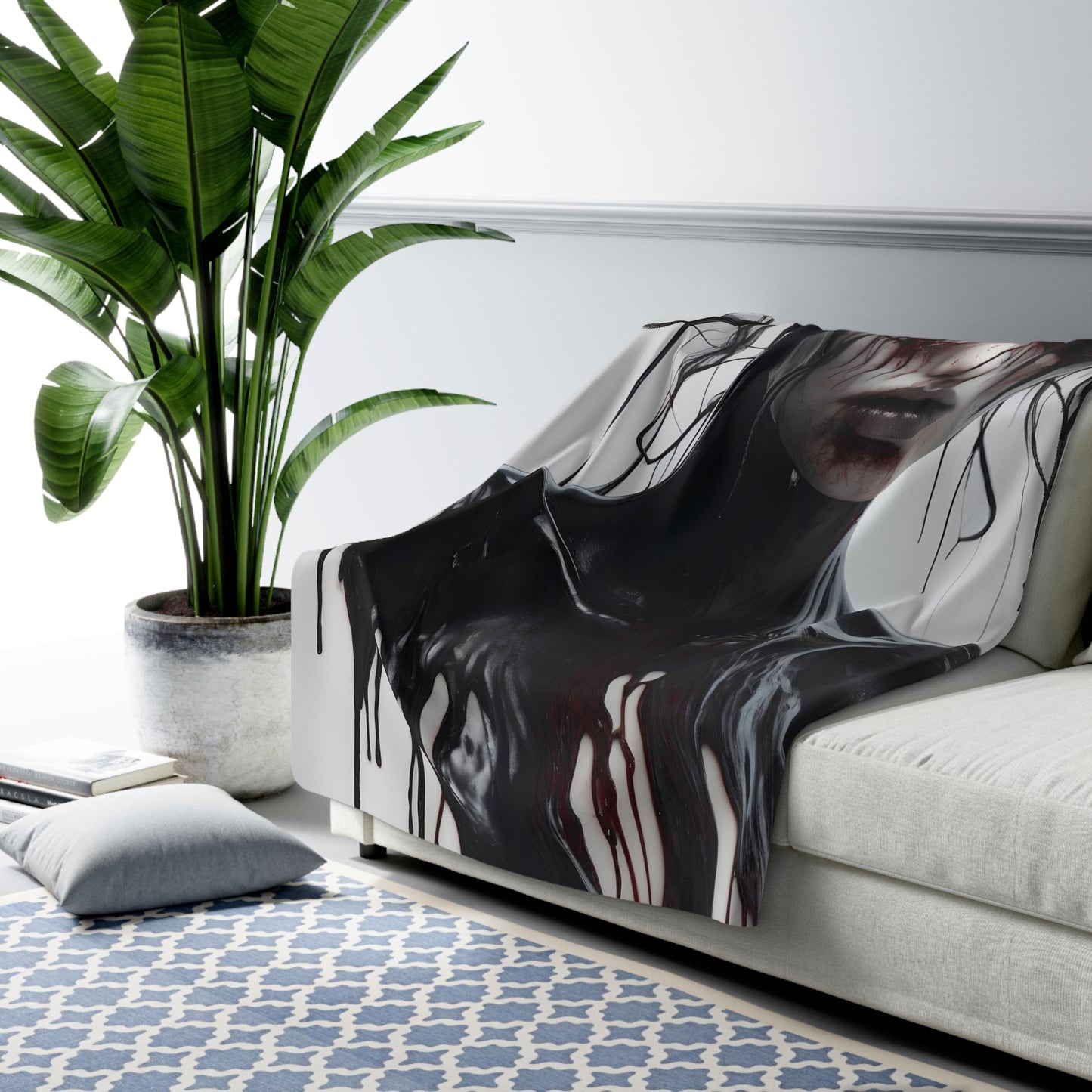 Sherpa Fleece Blanket with Dark Horror Design