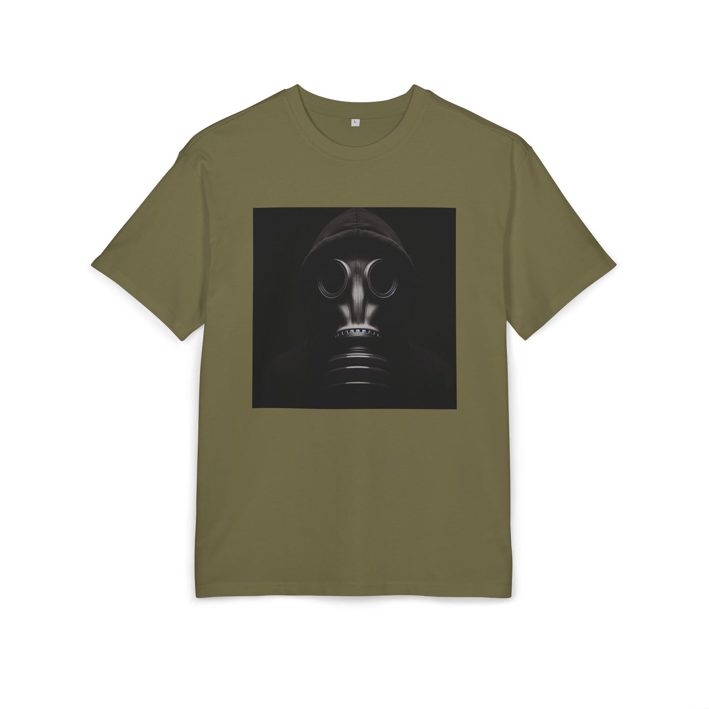 Unisex Heavy Oversize Tee with Bold Gas Mask Design, Streetwear, Artistic Tee, Gift for Trendsetters, Casual Wear, Grunge Fashion
