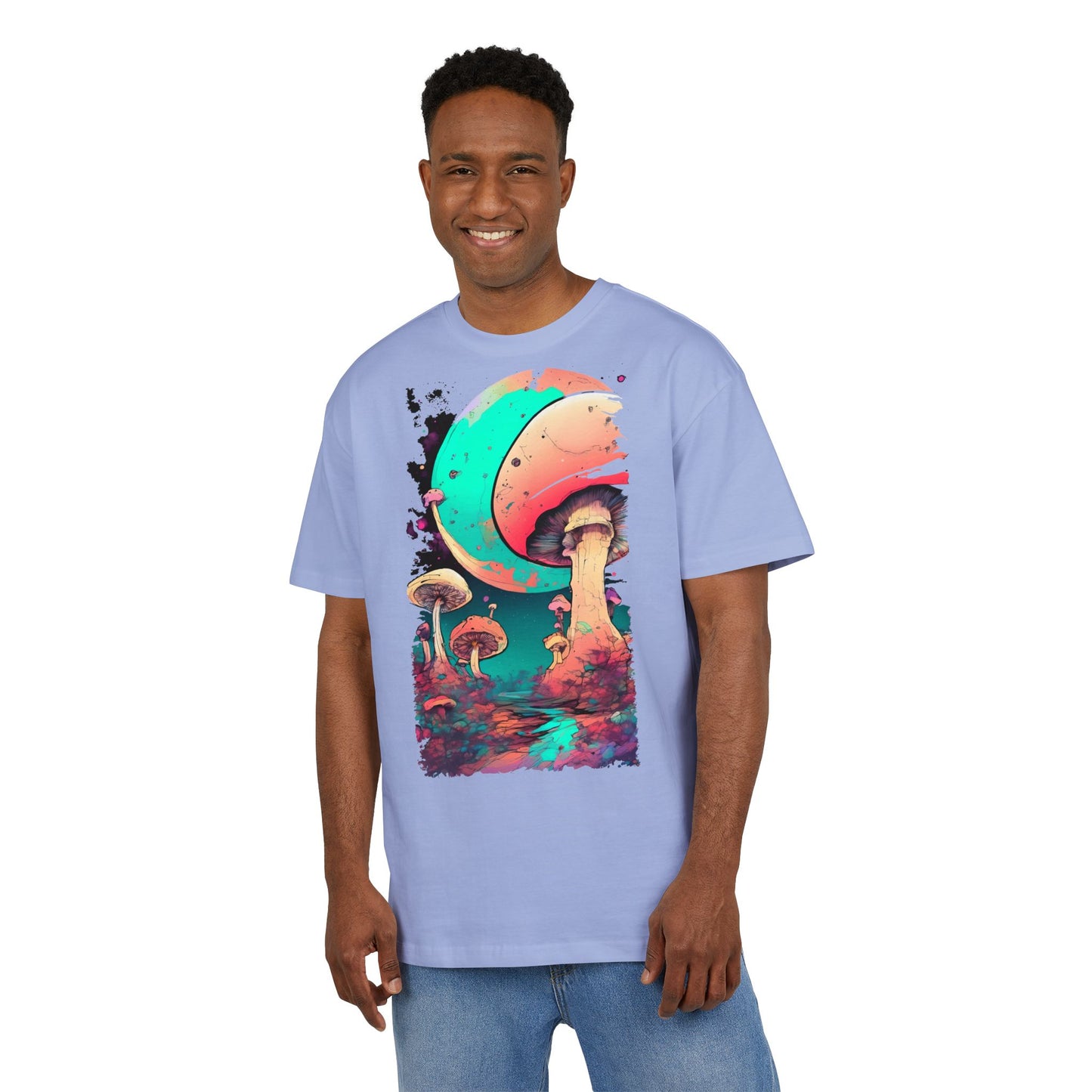 Cosmic Mushroom Graphic Tee, Unisex Oversized Shirt, Boho Vibe Top, Festival Wear, Unique Gift for Nature Lovers, Relaxed Fit Shirt