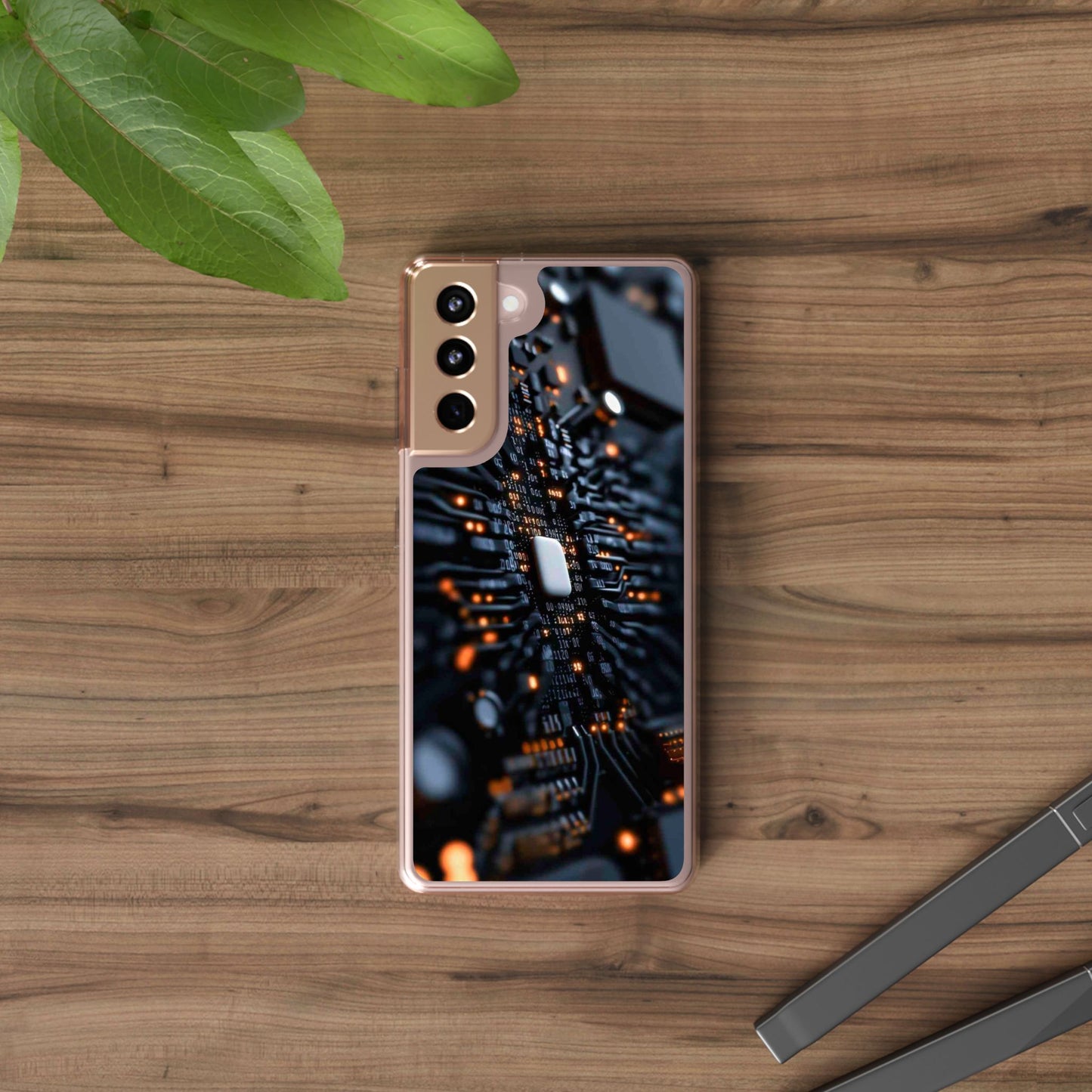 Clear Phone Case with Cyber Print