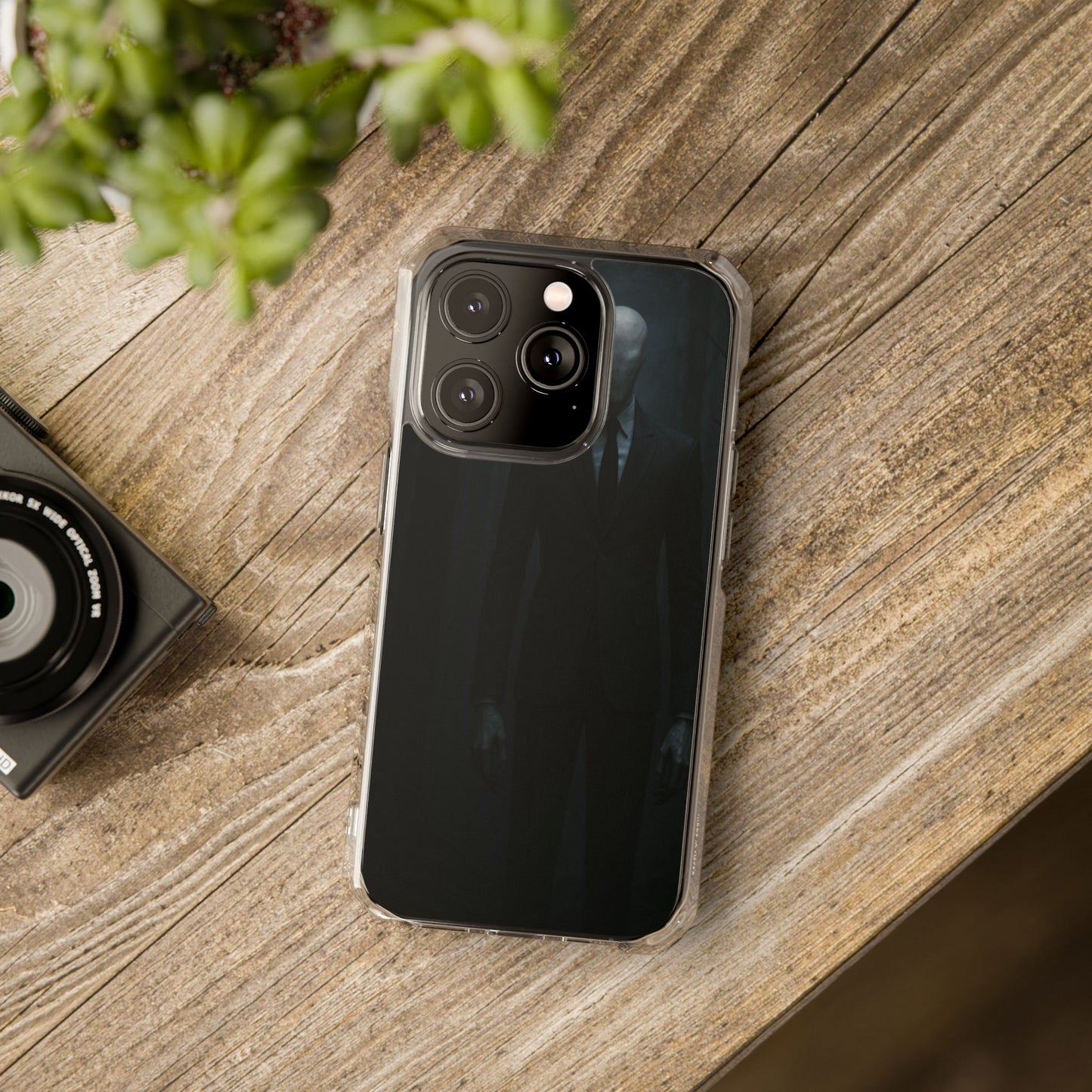 Sleek Phone Case with Minimalist Horror Design of Slenderman, Slim Protective Case, Unique Gift for Horror Lovers, Clear Impact-Resistant Case