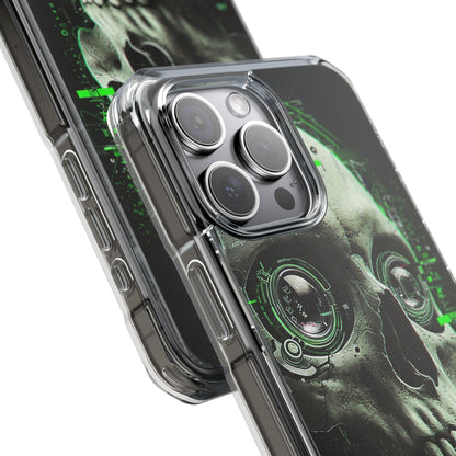Gothic Skull Phone Case, Cyberpunk Design, Clear Impact Protection, Unique Gift for Him, Halloween Accessories, Tech Lover