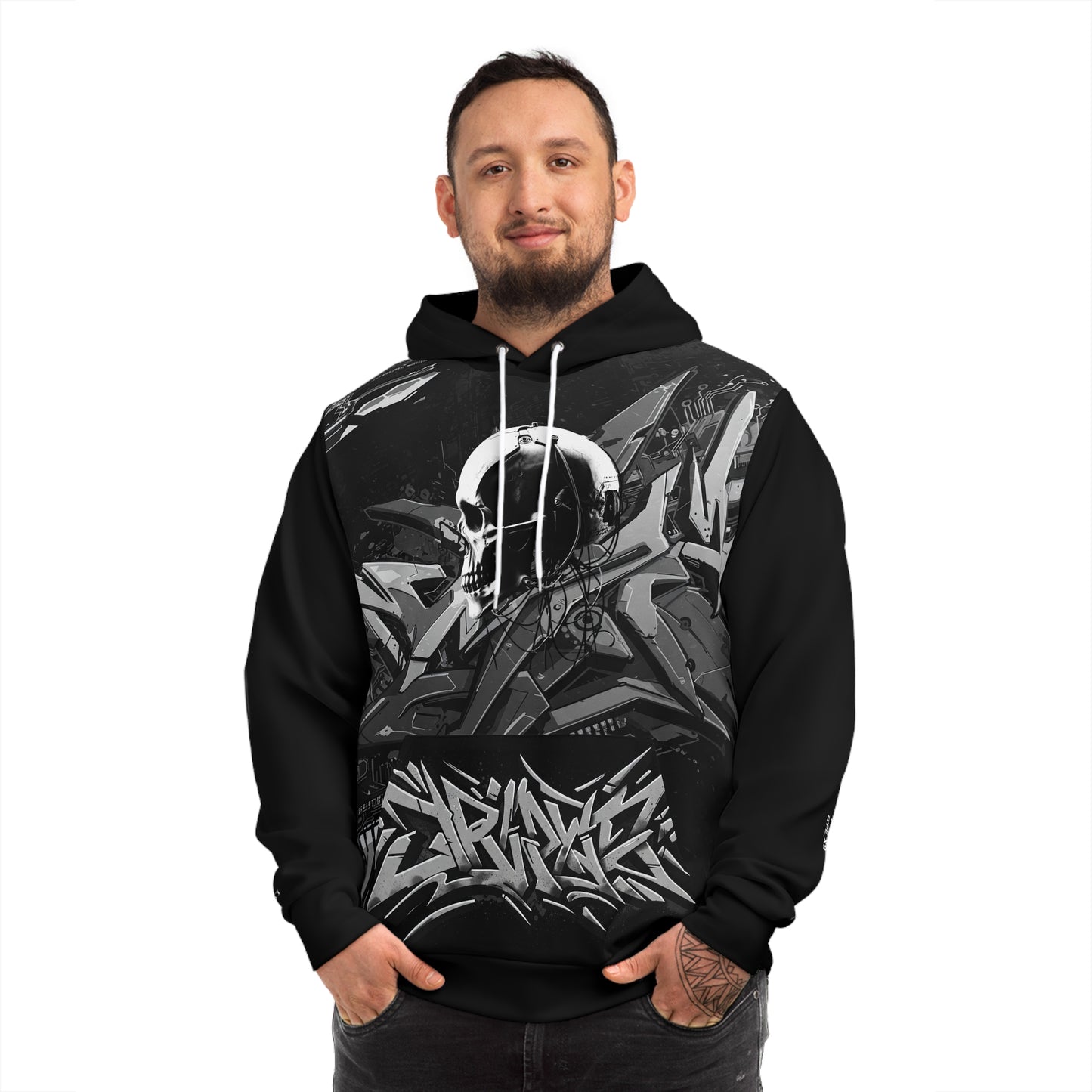 Urban Graphic Hoodie with Skull & Street Art Design