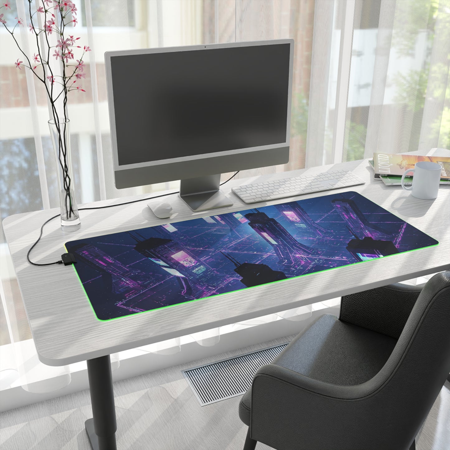 LED Cyberpunk Gaming Mouse Pad - Futuristic Glow, Desk Accessory for Gamers, Perfect for Birthdays, Gaming Setup, Home Office