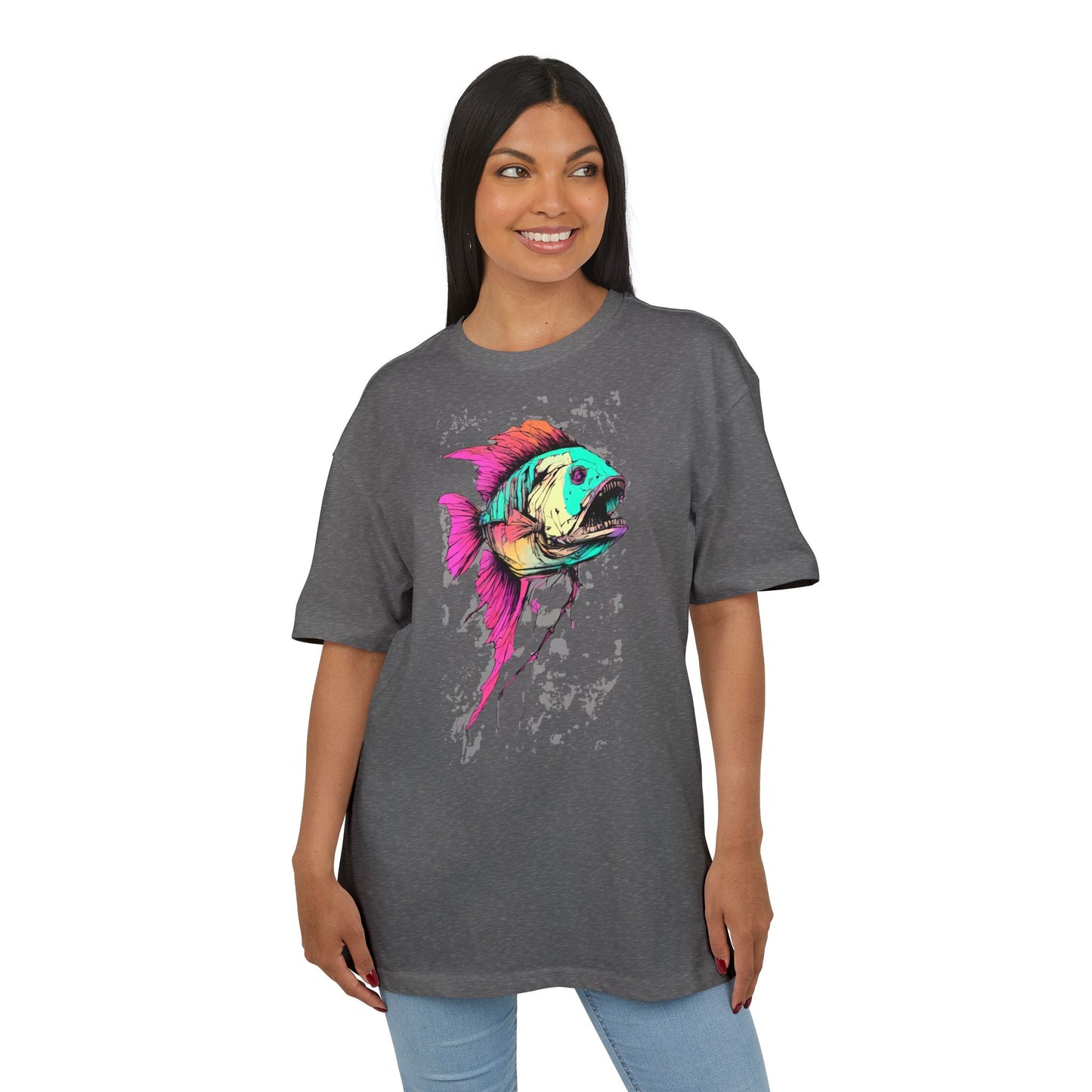 Vibrant Fish Graphic Tee for Casual Style, Summer Wear, Beach Vibes, Gift for Fishing Enthusiasts, Unique Unisex Heavy Oversize Tee