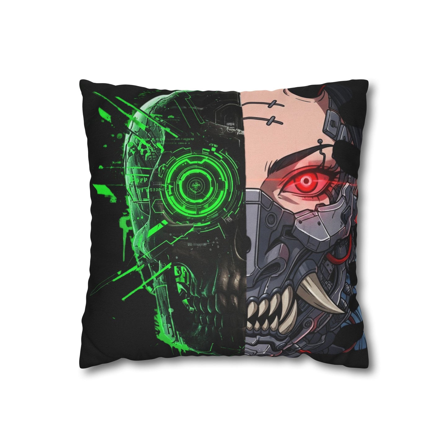Futuristic Cyborg Pillowcase, Decorative Pillow Cover, Cyberpunk Home Decor, Gift for Sci-Fi Lovers, Gaming Room Accessory