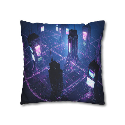 Futuristic Cityscape Pillowcase, Home Decor, Throw Pillow Cover, Gift for Gamers, Cyberpunk Vibe, Modern Bedroom Accent
