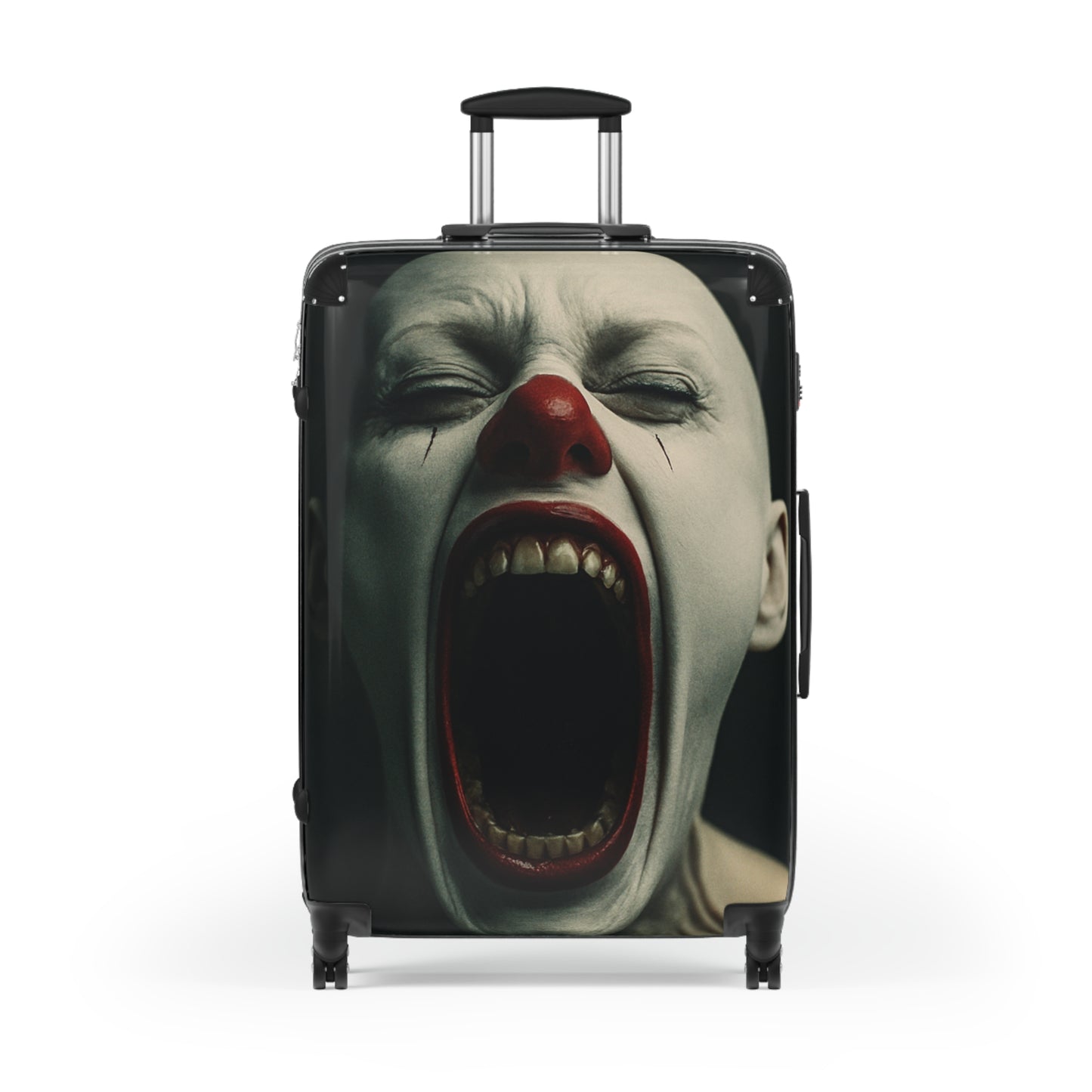 Creepy Clown Suitcase - Travel Luggage, Halloween Costume Prop, Spooky Gift for Horror Fans, Unique Checked Baggage, Statement Travel Gear