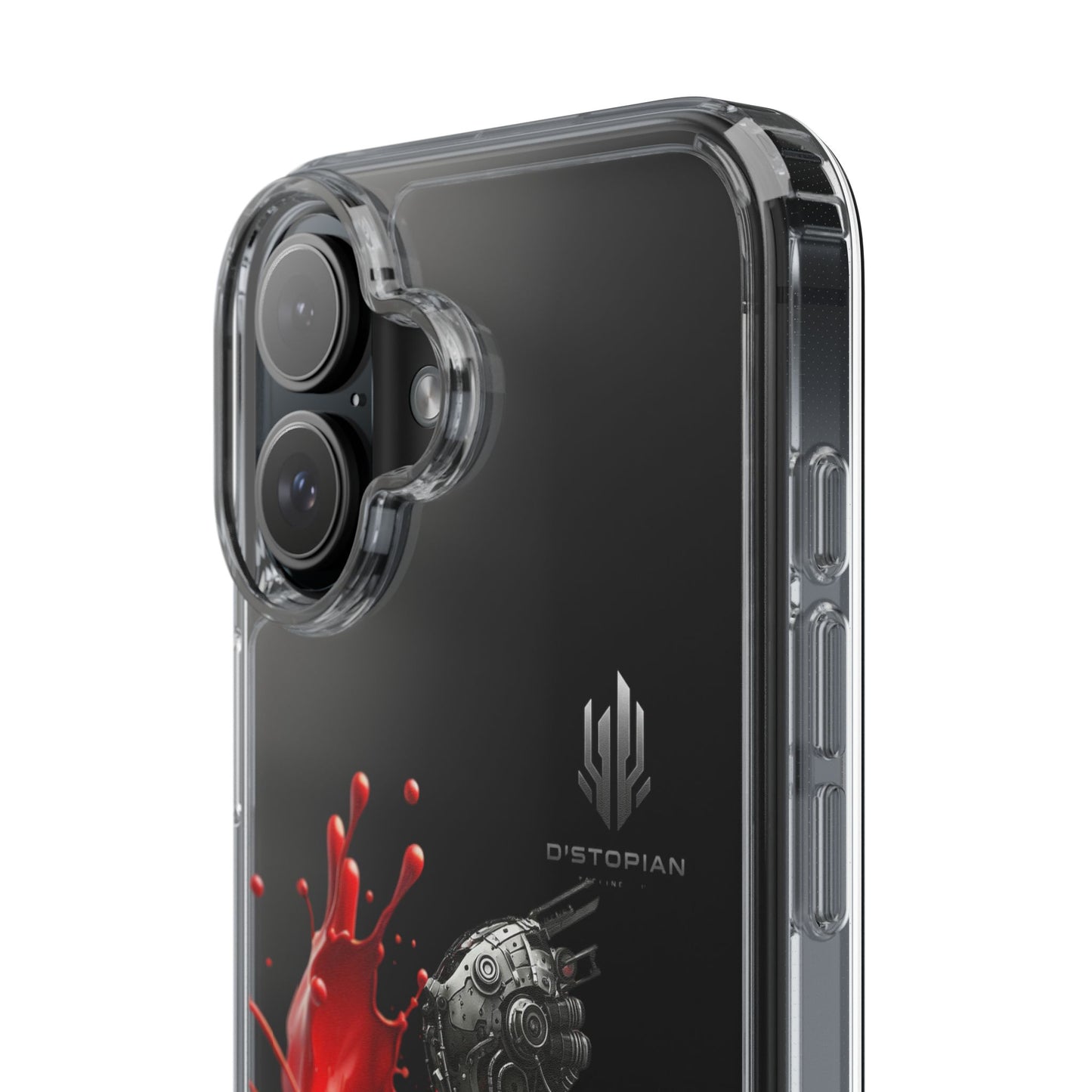 Dystopian Art Clear Phone Case - Futuristic Style with Bold Design
