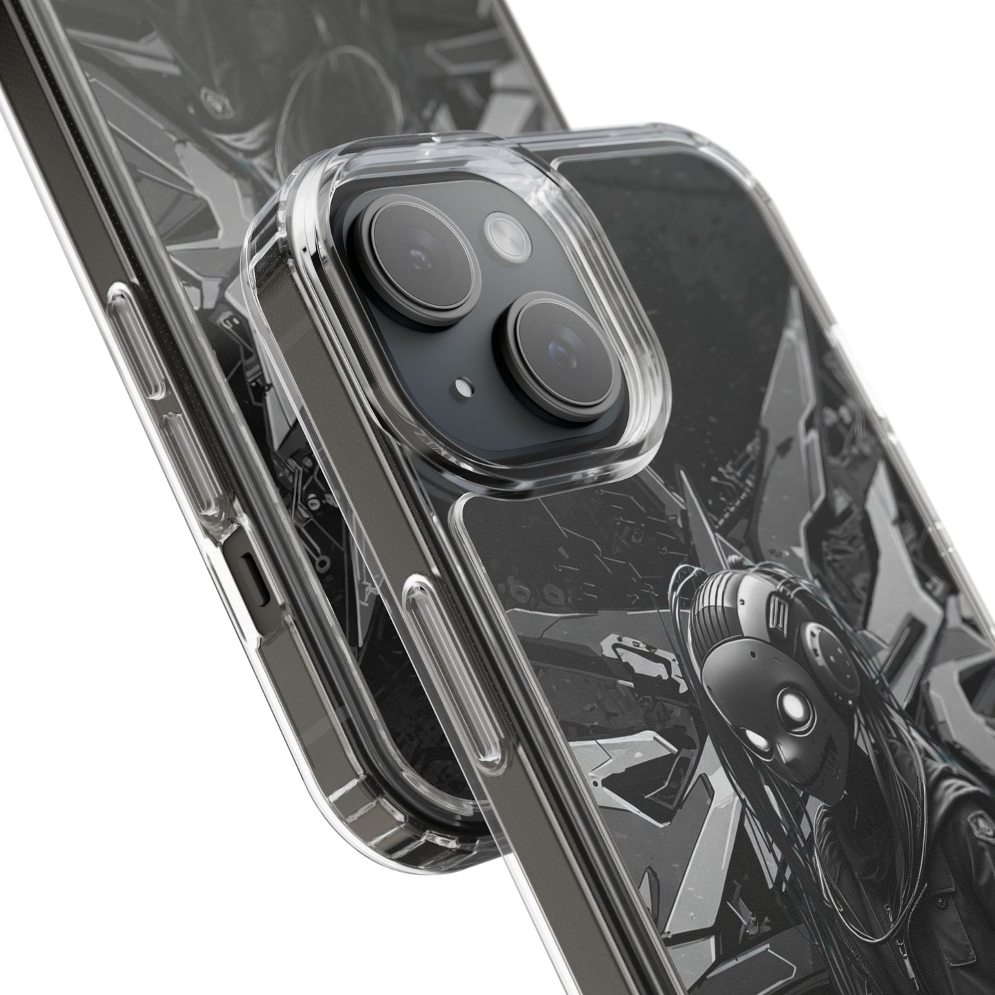 Anime-Inspired Clear Phone Case - Edgy Streetwear Style