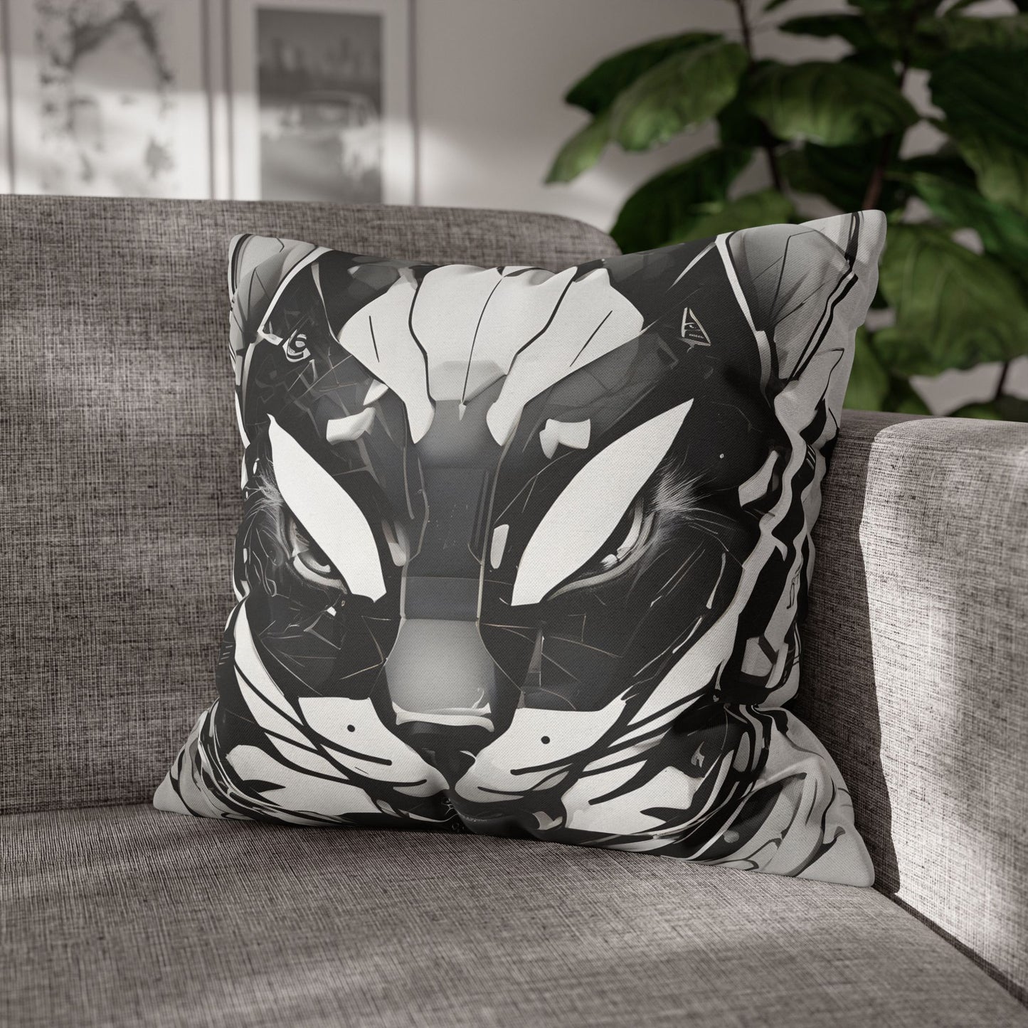 Square Pillowcase with Edgy Cyber Design