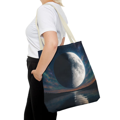Lunar Dreams Tote Bag, Cosmic Canvas Bag, Astrology Gift, Celestial Purse, Boho Moon Tote, Night Sky Shopping Bag