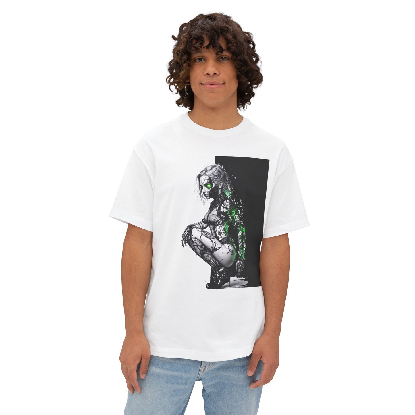 Cyberpunk-Inspired Unisex Oversized Tee, Streetwear T-Shirt, Graphic Tee for Art Lovers, Casual Wear, Unique Gift