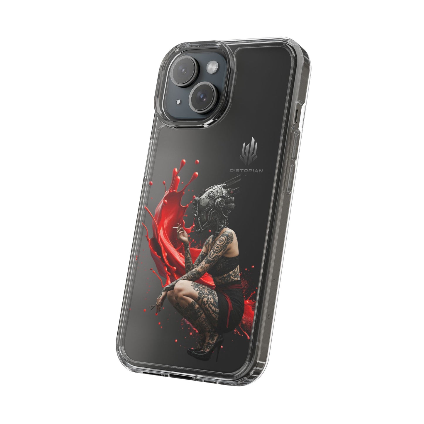 Dystopian Art Clear Phone Case - Futuristic Style with Bold Design