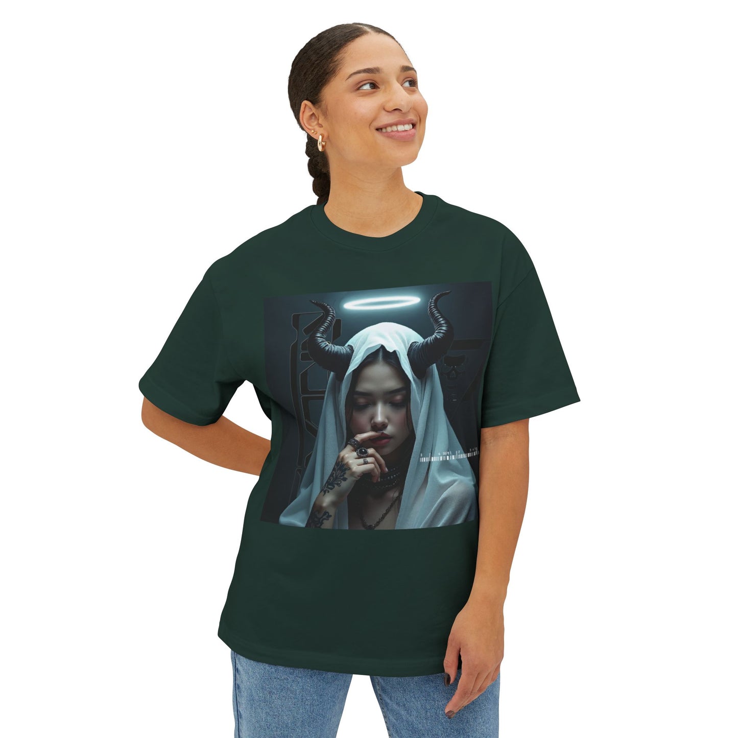 Gothic Inspired Oversized Tee - Perfect for Halloween, Music Festivals, Casual Wear, Alternative Fashion, Unique Gift Ideas