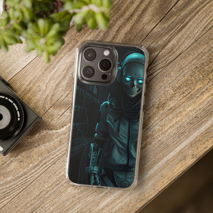 Futuristic Robot Phone Case, Magnetic Clear Impact Case, Unique Gift for Tech Lovers, Protective Smartphone Accessory, Cyberpunk Style