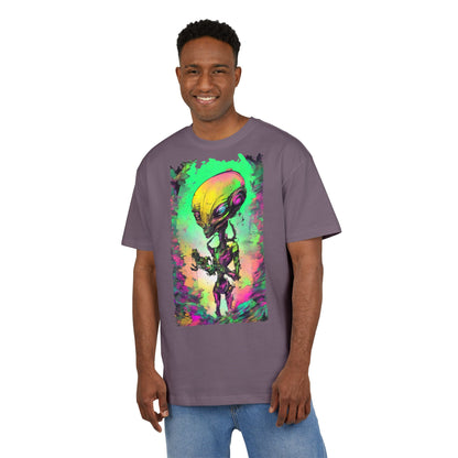 Cosmic Alien Art Tee - Unisex Heavy Oversize Tee, Retro Space Vibe Shirt, Gift for Sci-Fi Lovers, Casual Wear, Unique Graphic T-Shirt
