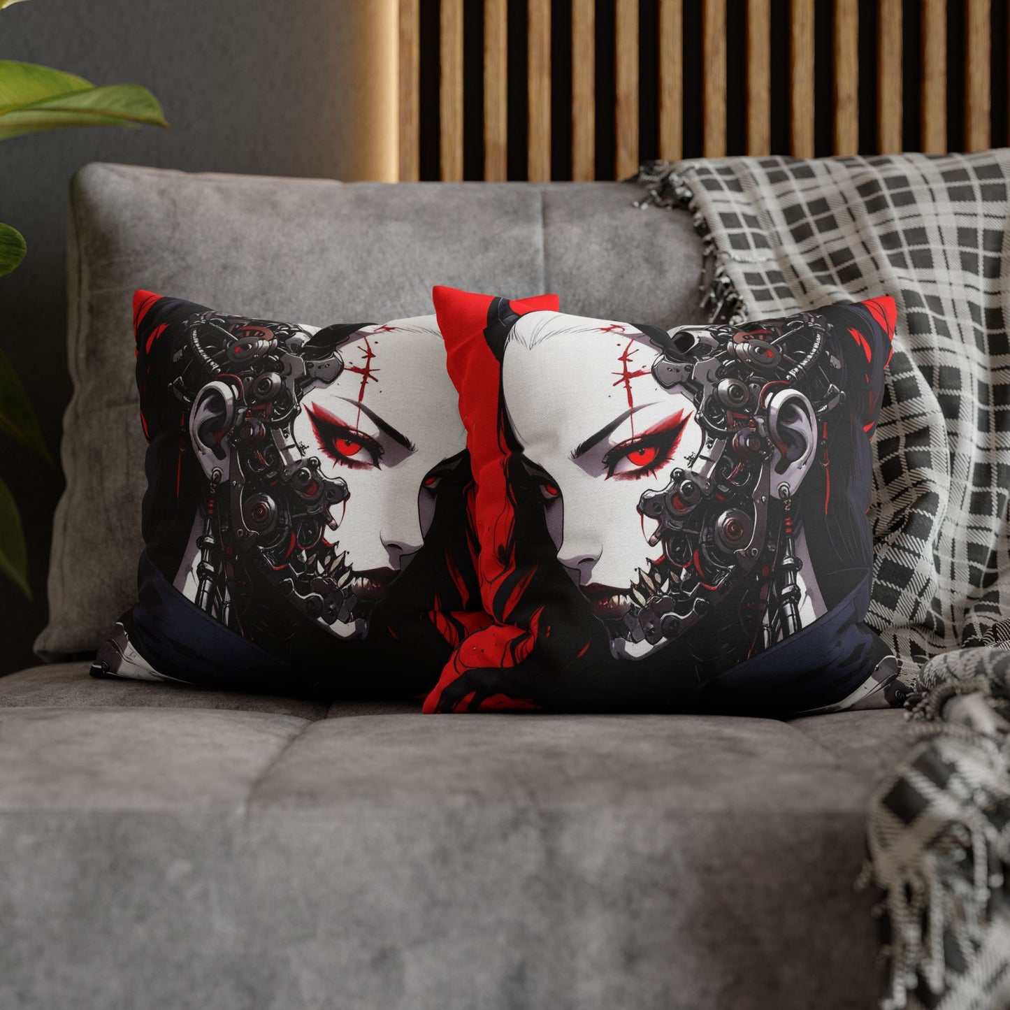 Futuristic Anime Style Pillowcase, Cyberpunk Decor, Gift for Anime Lovers, Home Accessories, Housewarming Present, Cozy Bedroom