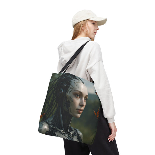 Futuristic Nature-Inspired Tote Bag, Eco-Friendly Bag, Gift for Tech Lovers, Reusable Shopping Bag, Art Tote for Nature Enthusiasts