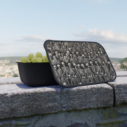 Skeletons PLA Bento Box with Utensils, Halloween Lunchbox, Spooky Meal Prep Container, Gothic Food Storage, Unique Gift Idea