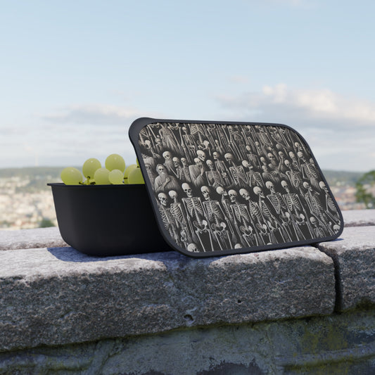 Skeletons PLA Bento Box with Utensils, Halloween Lunchbox, Spooky Meal Prep Container, Gothic Food Storage, Unique Gift Idea