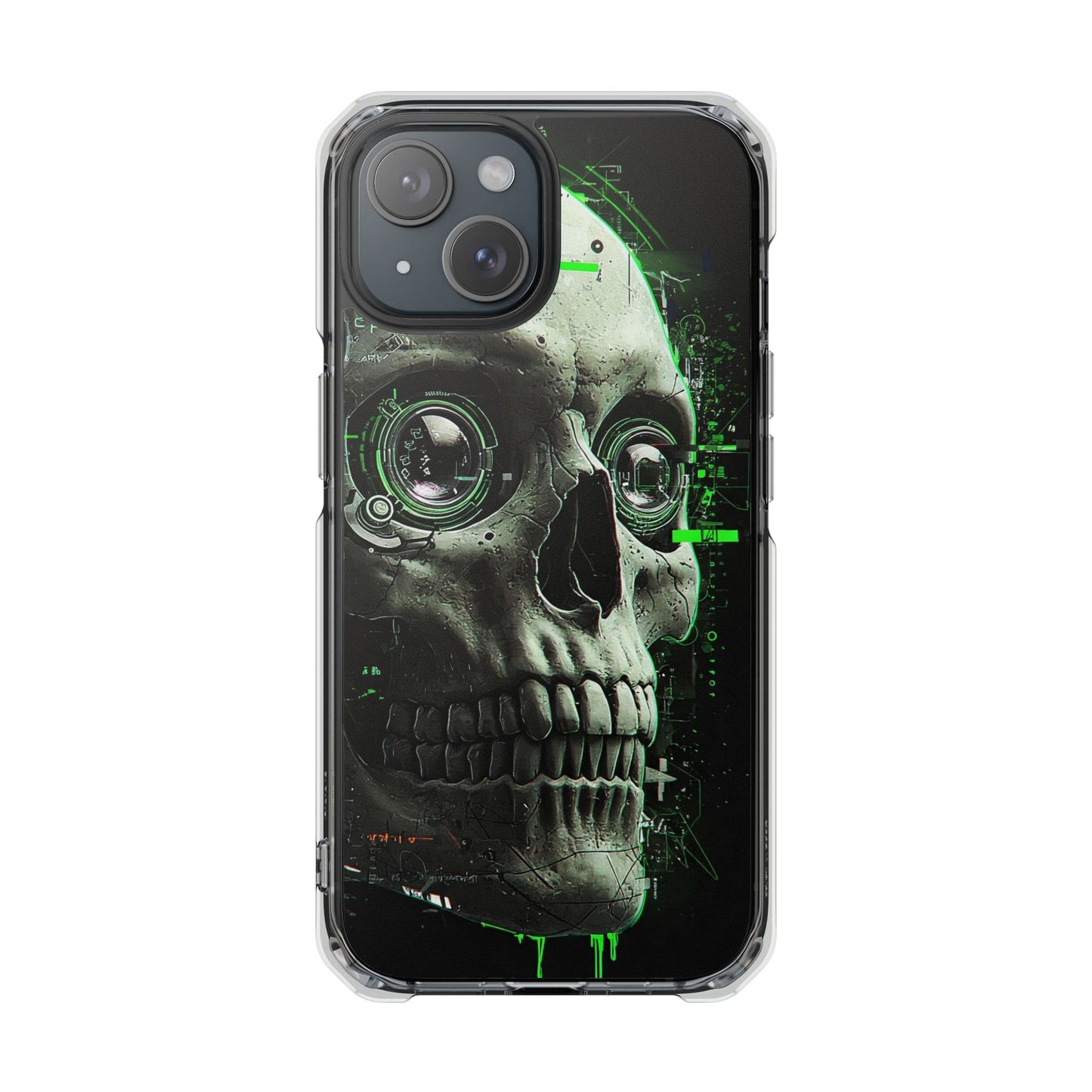 Gothic Skull Phone Case, Cyberpunk Design, Clear Impact Protection, Unique Gift for Him, Halloween Accessories, Tech Lover