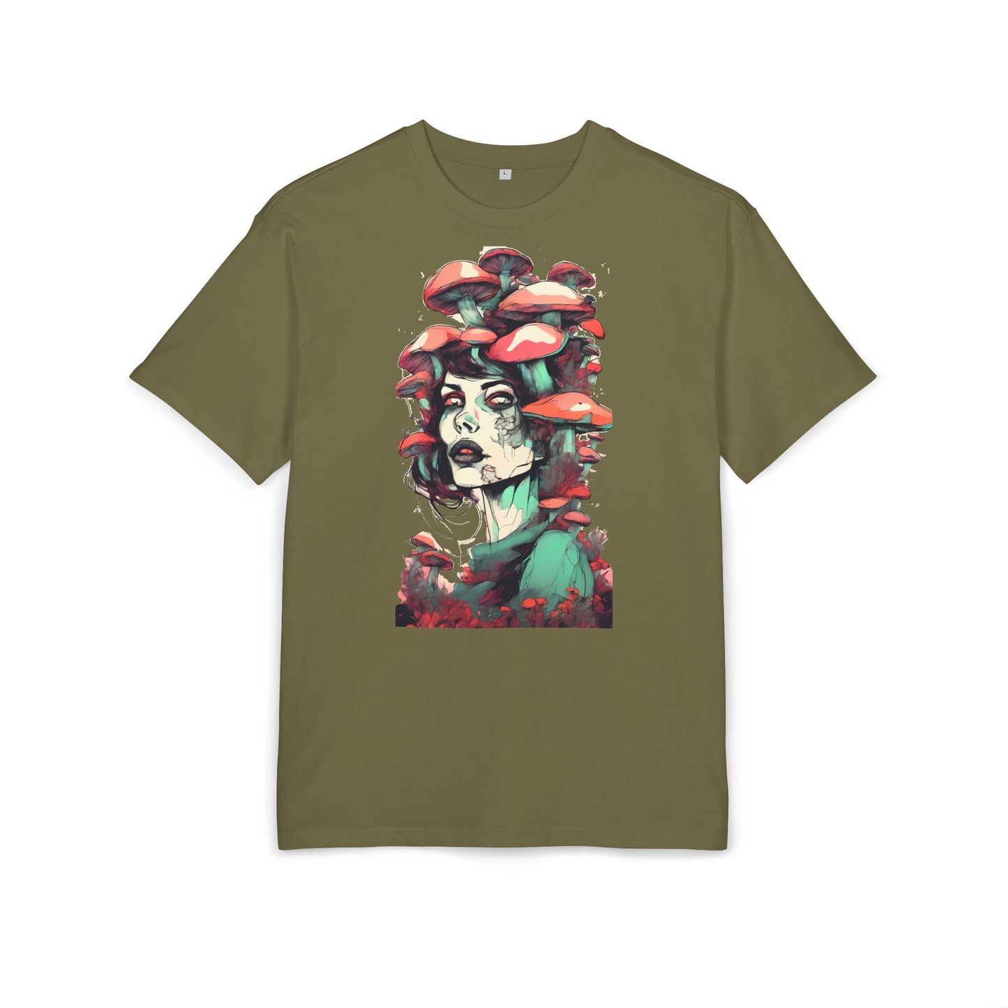 Mushroom Woman Oversized Tee, Bohemian Graphic T-Shirt, Unique Art Tee, Festival Wear, Streetwear Style Top
