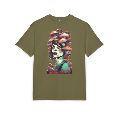 Mushroom Woman Oversized Tee, Bohemian Graphic T-Shirt, Unique Art Tee, Festival Wear, Streetwear Style Top