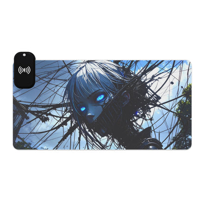 LED Gaming Mouse Pad with Wireless Charging - Futuristic Design for Gamers, Perfect for Home Office, PC Setup, Gaming Desk