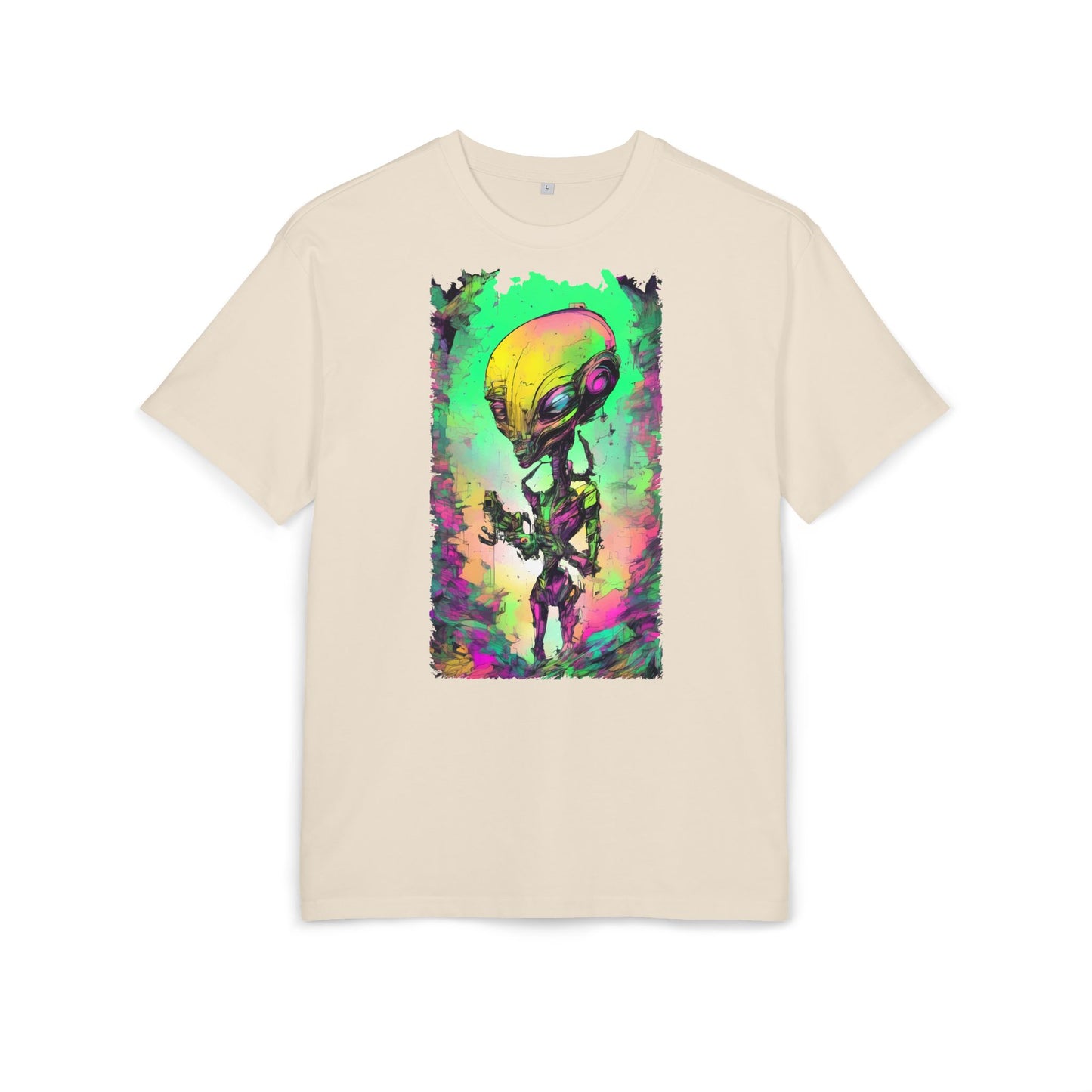 Cosmic Alien Art Tee - Unisex Heavy Oversize Tee, Retro Space Vibe Shirt, Gift for Sci-Fi Lovers, Casual Wear, Unique Graphic T-Shirt