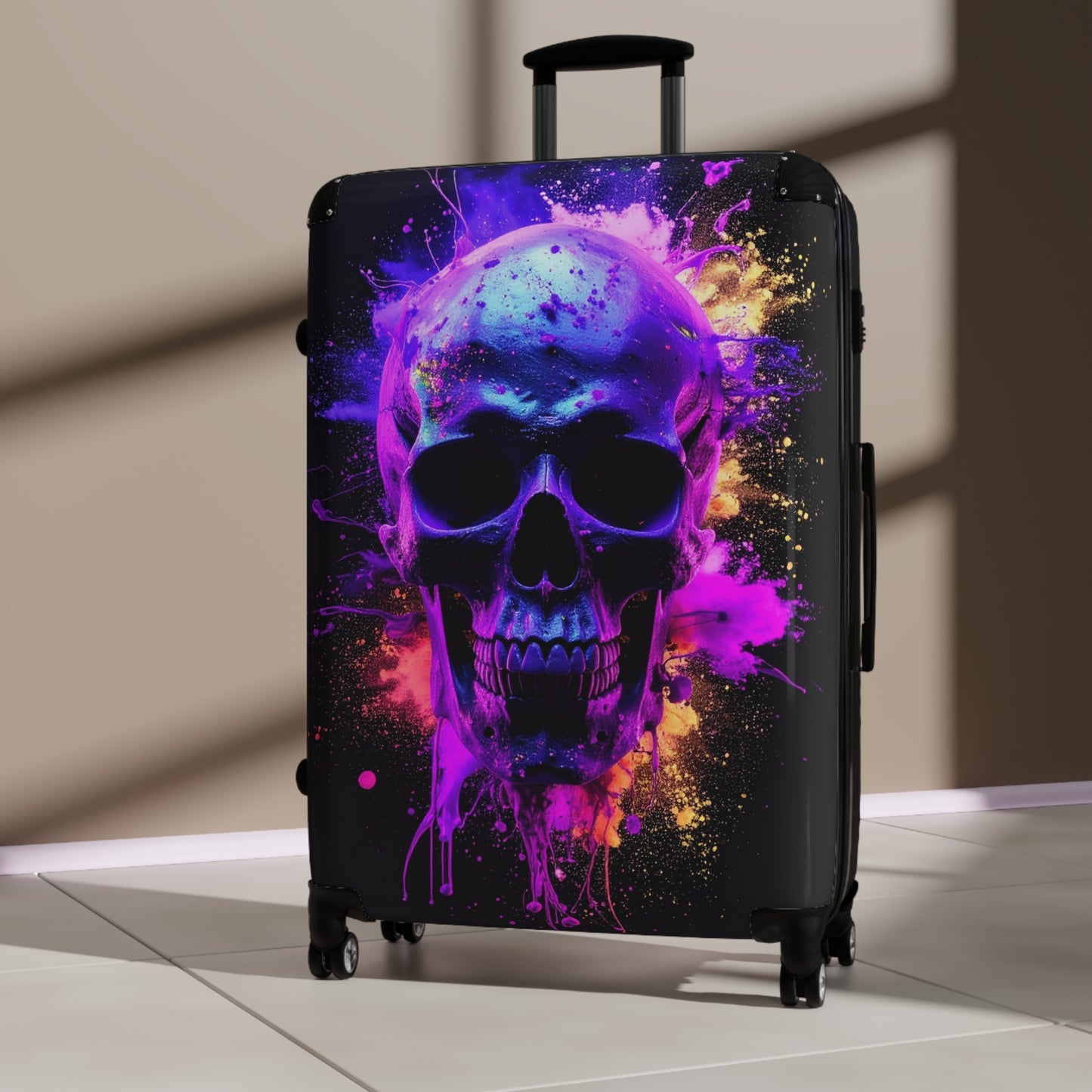 Vibrant Skull Suitcase - Perfect for Travel Lovers, Adventure Seekers, Halloween, Unique Gift, Colorful Luggage